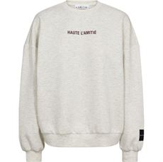 HAUTE L`AMITIÉ SWEATSHIRT, BACK PRINT STUDIO SWEAT, PEARL MELANGE